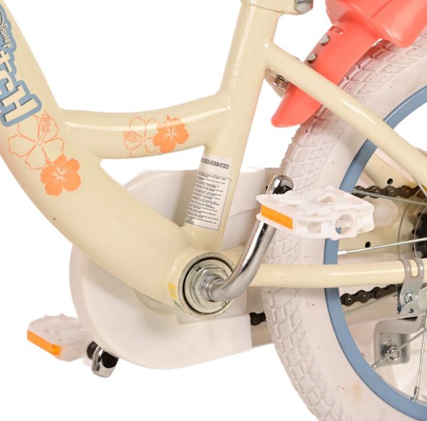 Disney Stitch Kinderfiets – Meisjes – 14 inch – Crème Koraal Blauw