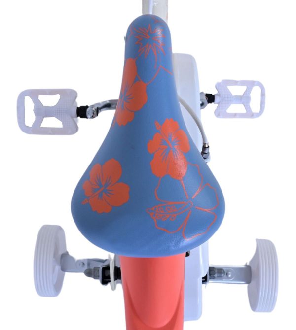 Disney Stitch Kinderfiets – Meisjes – 14 inch – Crème Koraal Blauw – Twee handremmen