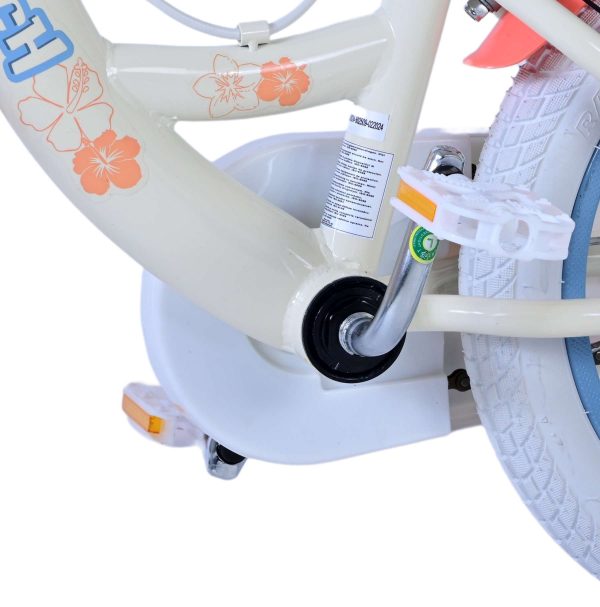 Disney Stitch Kinderfiets – Meisjes – 14 inch – Crème Koraal Blauw – Twee handremmen
