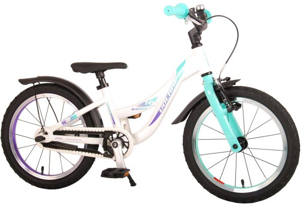 Volare Glamour Kinderfiets – Meisjes – 16 inch – Wit/Mint Groen – Prime Collection