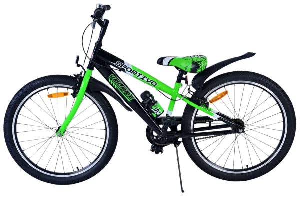 Volare Sportivo Kinderfiets – Jongens – 24 inch – Zwart Groen – Twee Handremmen