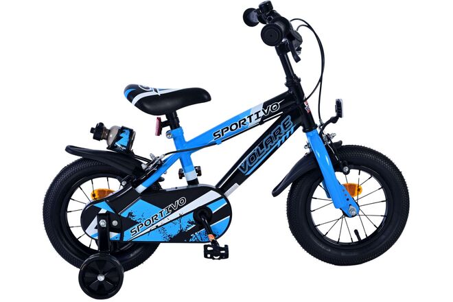 Volare Sportivo Kinderfiets – Jongens – 12 inch – Blauw Zwart – Twee Handremmen