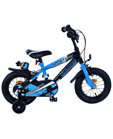 Volare Sportivo Kinderfiets – Jongens – 12 inch – Blauw Zwart – Twee Handremmen