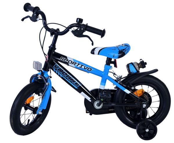 Volare Sportivo Kinderfiets – Jongens – 12 inch – Blauw Zwart – Twee Handremmen