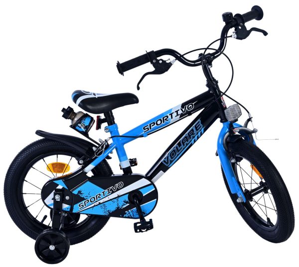 Volare Sportivo Kinderfiets – Jongens – 14 inch – Blauw Zwart – Twee Handremmen