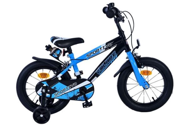 Volare Sportivo Kinderfiets – Jongens – 14 inch – Blauw Zwart – Twee Handremmen