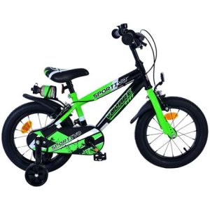 Volare Sportivo Kinderfiets – Jongens – 14 inch – Groen Zwart – Twee Handremmen