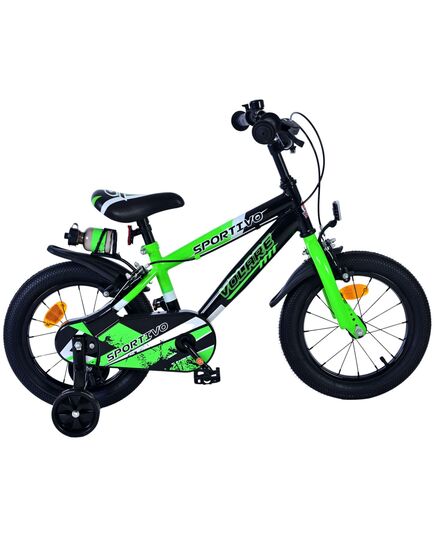Volare Sportivo Kinderfiets – Jongens – 14 inch – Groen Zwart – Twee Handremmen