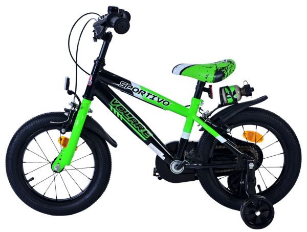 Volare Sportivo Kinderfiets – Jongens – 14 inch – Groen Zwart – Twee Handremmen