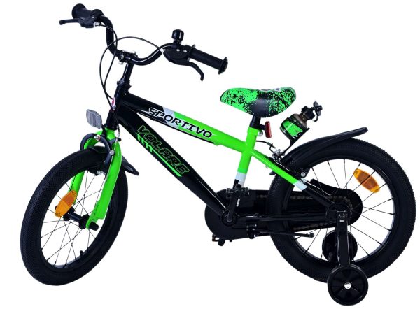 Volare Sportivo Kinderfiets – Jongens – 16 inch – Groen Zwart – Twee Handremmen