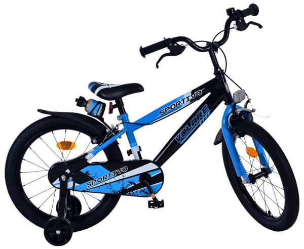Volare Sportivo Kinderfiets – Jongens – 18 inch – Blauw Zwart – Twee Handremmen