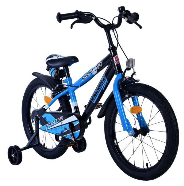 Volare Sportivo Kinderfiets – Jongens – 18 inch – Blauw Zwart – Twee Handremmen