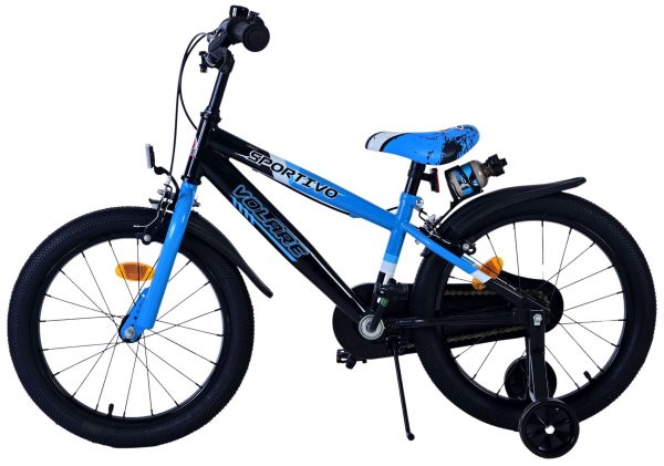 Volare Sportivo Kinderfiets – Jongens – 18 inch – Blauw Zwart – Twee Handremmen