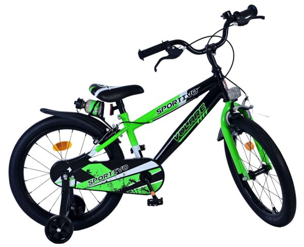 Volare Sportivo Kinderfiets – Jongens – 18 inch – Groen Zwart – Twee Handremmen