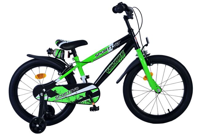 Volare Sportivo Kinderfiets – Jongens – 18 inch – Groen Zwart – Twee Handremmen