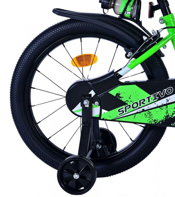Volare Sportivo Kinderfiets – Jongens – 18 inch – Groen Zwart – Twee Handremmen