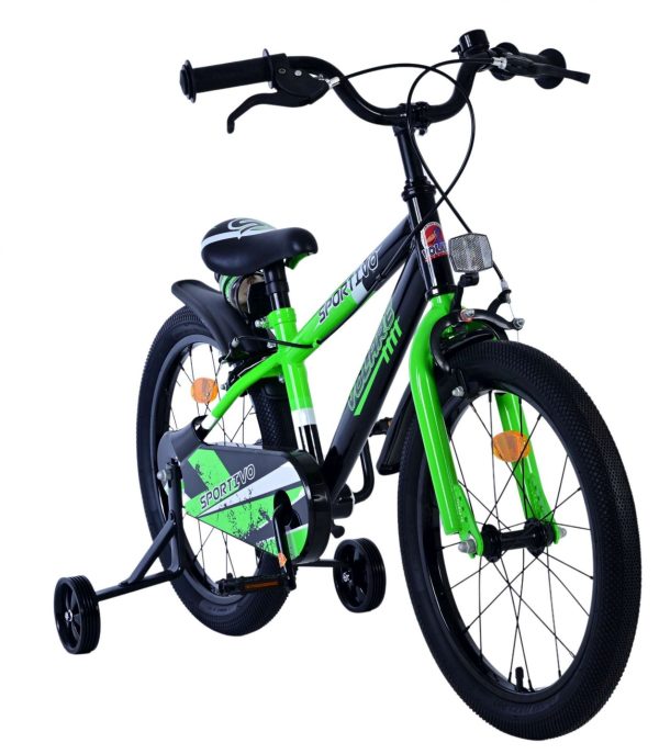 Volare Sportivo Kinderfiets – Jongens – 18 inch – Groen Zwart – Twee Handremmen
