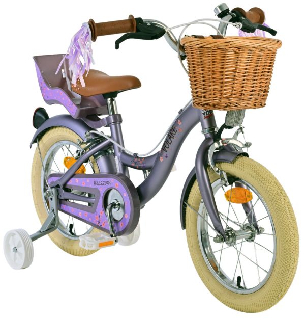 Volare Blossom Kinderfiets – Meisjes – 14 inch – Paars – Twee Handremmen