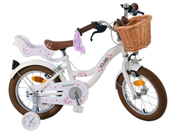 Volare Blossom Kinderfiets – Meisjes – 14 inch – Wit – Twee Handremmen