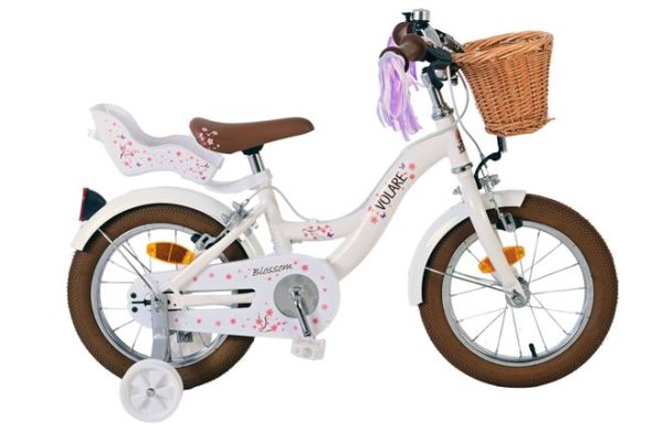 Volare Blossom Kinderfiets – Meisjes – 14 inch – Wit – Twee Handremmen