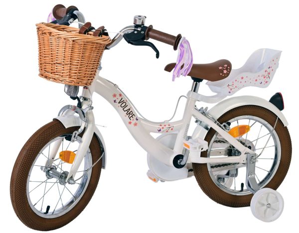 Volare Blossom Kinderfiets – Meisjes – 14 inch – Wit – Twee Handremmen