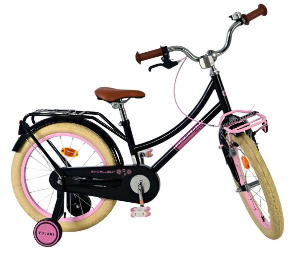 Volare Excellent Kinderfiets – Meisjes – 18 inch – Zwart – 95% afgemonteerd
