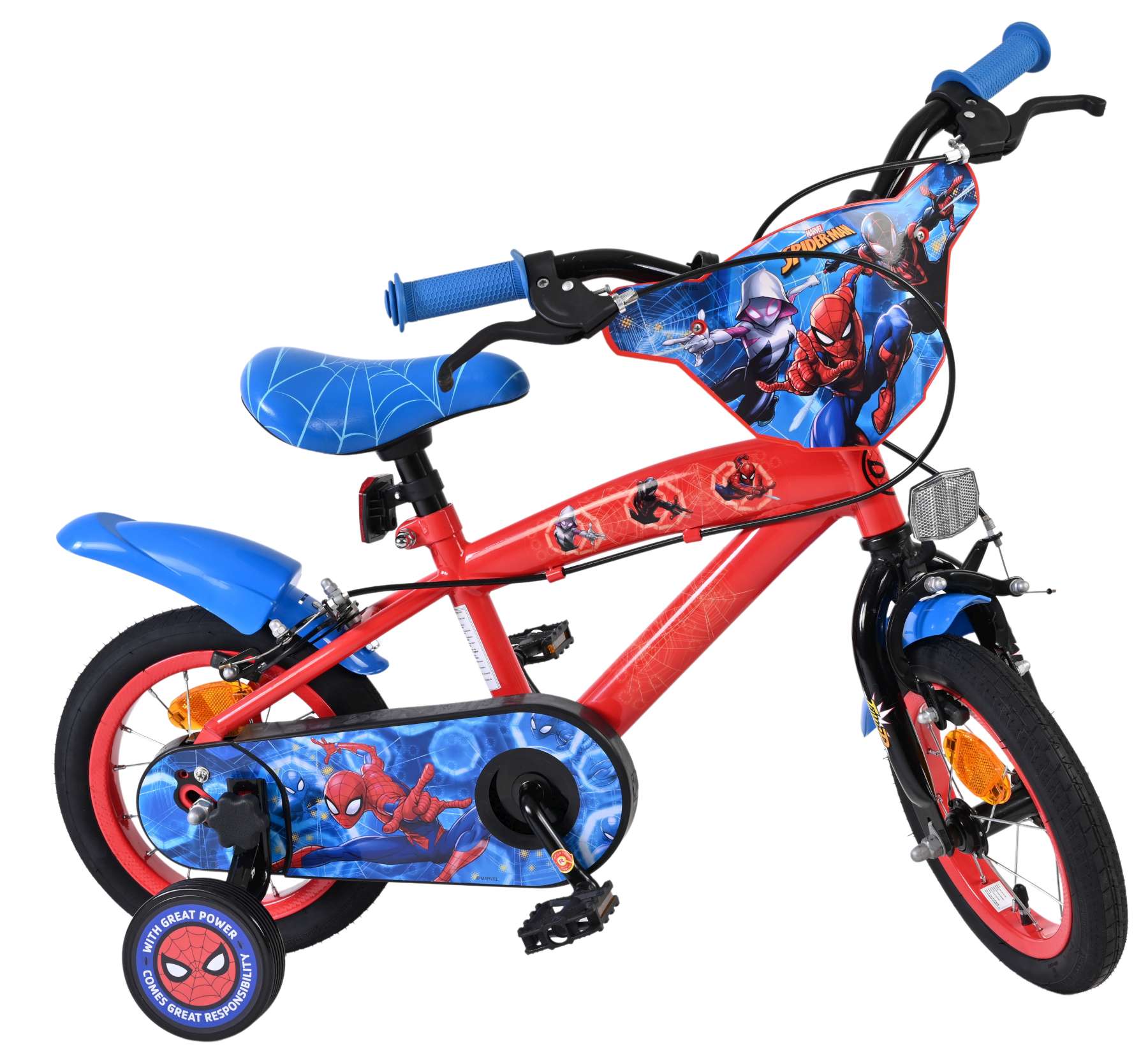 Spider-Man Kinderfiets – Jongens – 12 inch – Blauw/Rood – Twee handremmen Spider-Man Kinderfiets – Jongens – 12 inch – Blauw/Rood – Twee handremmen