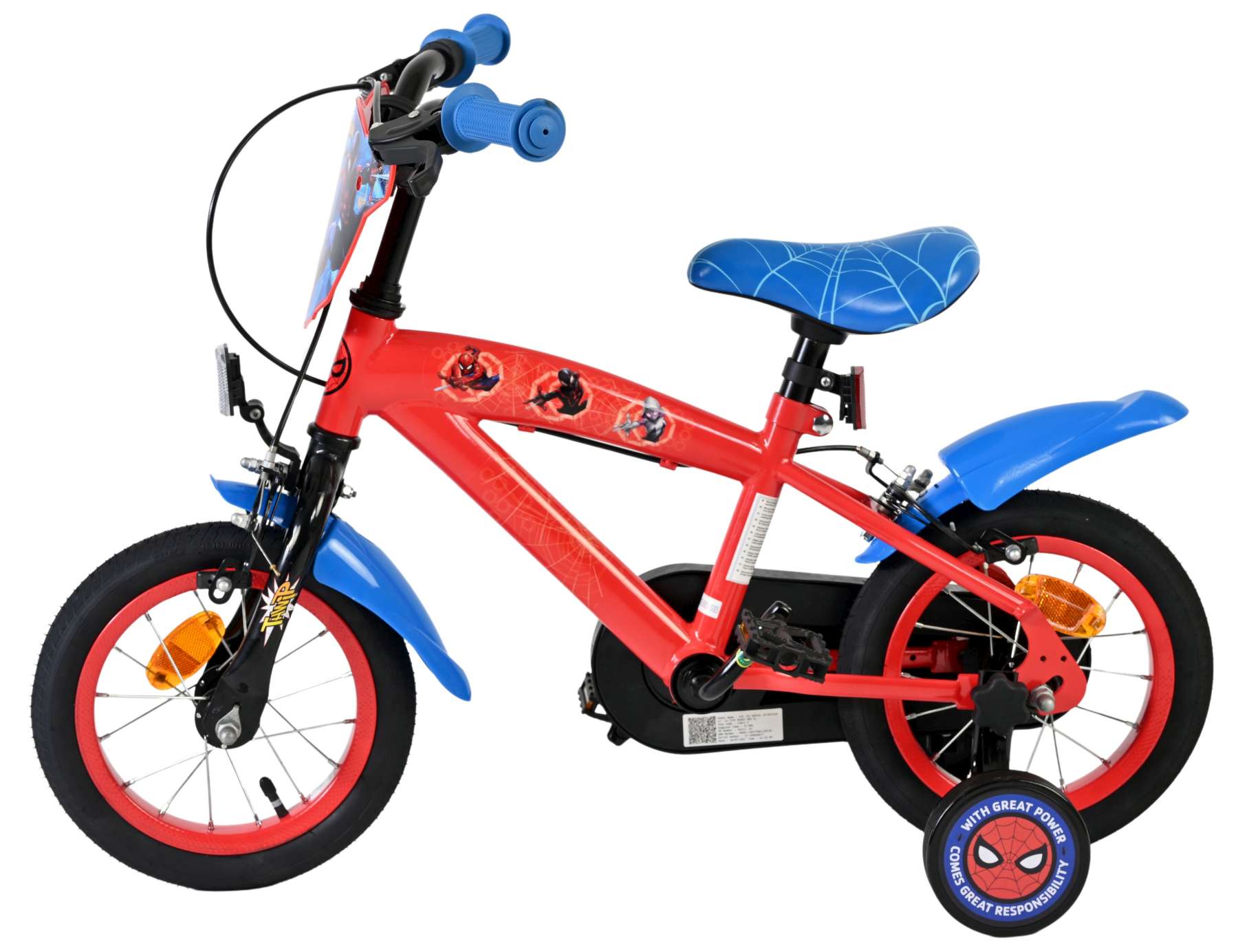 Spider-Man Kinderfiets – Jongens – 12 inch – Blauw/Rood – Twee handremmen Spider-Man Kinderfiets – Jongens – 12 inch – Blauw/Rood – Twee handremmen