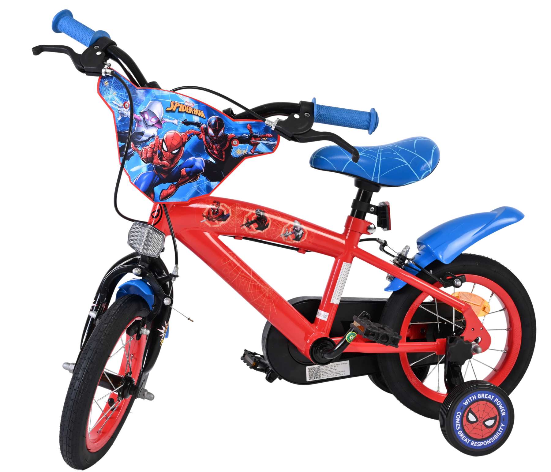 Spider-Man Kinderfiets – Jongens – 12 inch – Blauw/Rood – Twee handremmen Spider-Man Kinderfiets – Jongens – 12 inch – Blauw/Rood – Twee handremmen