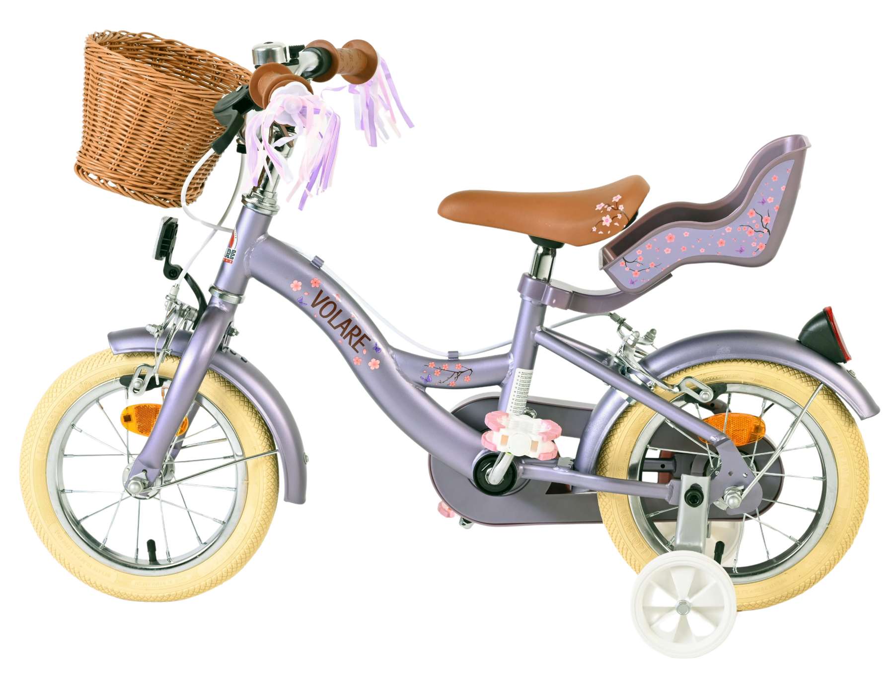 Volare Blossom Kinderfiets – Meisjes – 12 inch – Paars – Twee handremmen