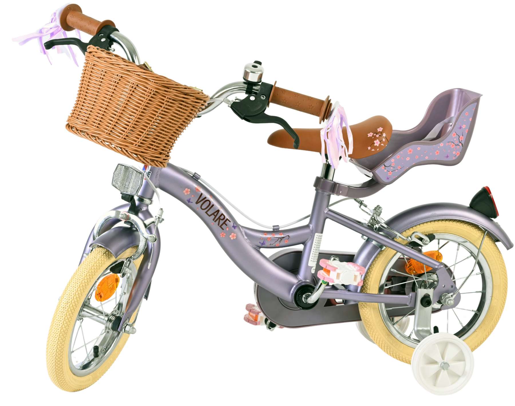Volare Blossom Kinderfiets – Meisjes – 12 inch – Paars – Twee handremmen