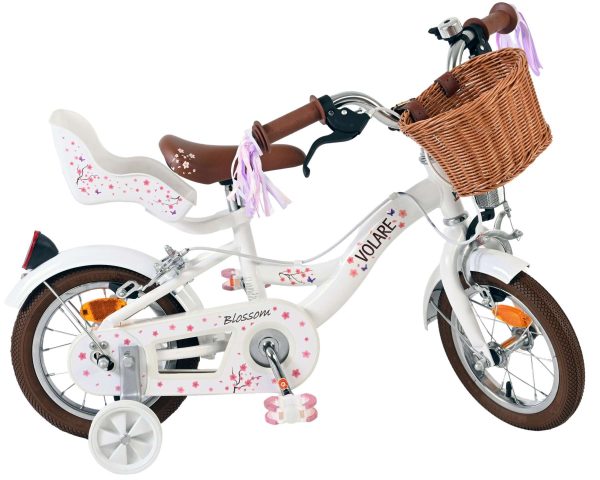 Volare Blossom Kinderfiets – Meisjes – 12 inch – Wit – Twee handremmen