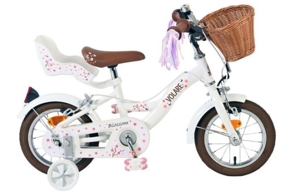 Volare Blossom Kinderfiets – Meisjes – 12 inch – Wit – Twee handremmen