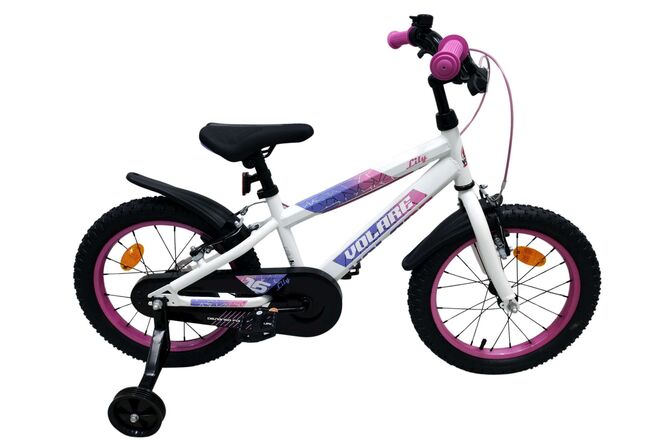 Volare Lily Kinderfiets – Meisjes – 16 inch – Wit Roze Paars – Twee Handremmen