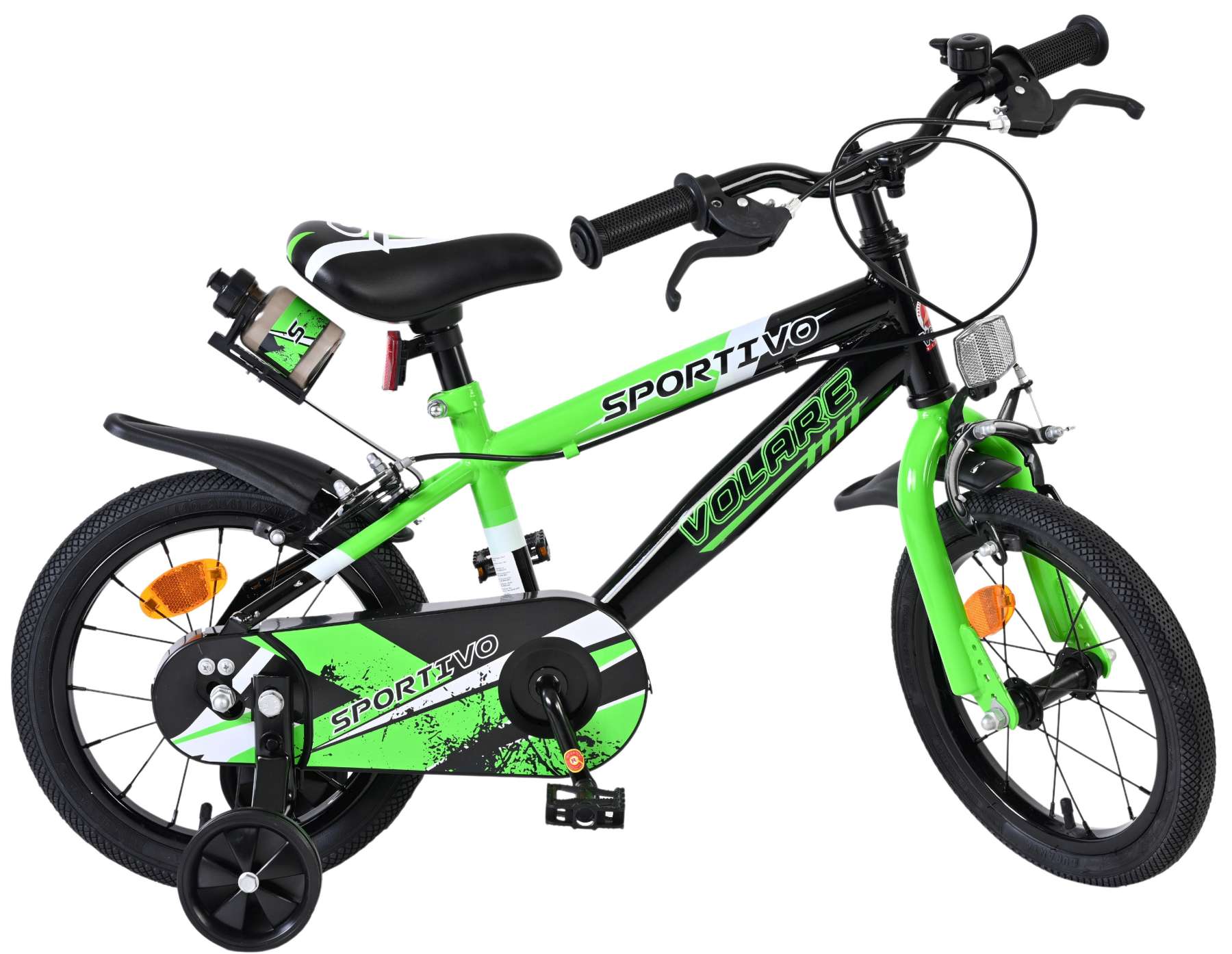 Volare Sportivo Kinderfiets – Jongens – 14 inch – Groen Zwart – Twee Handremmen Volare Sportivo Kinderfiets – Jongens – 14 inch – Groen Zwart – Twee Handremmen