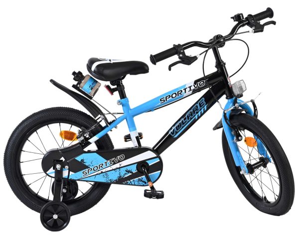 Volare Sportivo Kinderfiets – Jongens – 16 inch – Blauw Zwart – Twee Handremmen
