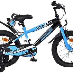 Volare Sportivo Kinderfiets – Jongens – 16 inch – Blauw Zwart – Twee Handremmen