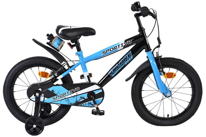 Volare Sportivo Kinderfiets – Jongens – 16 inch – Blauw Zwart – Twee Handremmen