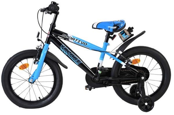 Volare Sportivo Kinderfiets – Jongens – 16 inch – Blauw Zwart – Twee Handremmen