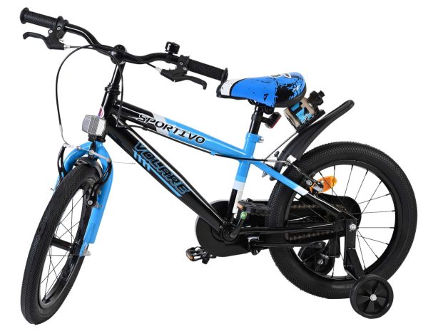 Volare Sportivo Kinderfiets – Jongens – 16 inch – Blauw Zwart – Twee Handremmen