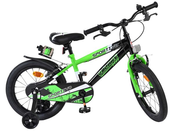Volare Sportivo Kinderfiets – Jongens – 16 inch – Groen Zwart – Twee Handremmen