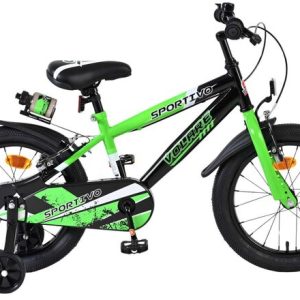 Volare Sportivo Kinderfiets – Jongens – 16 inch – Groen Zwart – Twee Handremmen