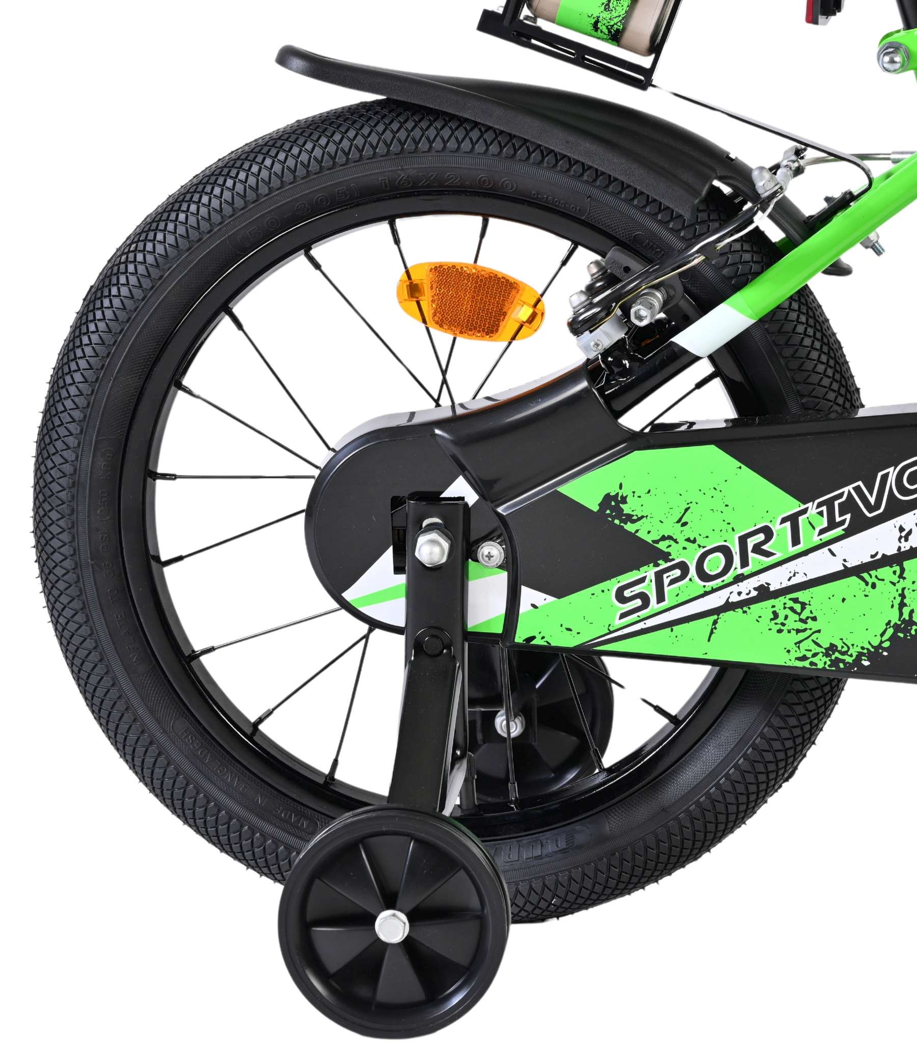Volare Sportivo Kinderfiets – Jongens – 16 inch – Groen Zwart – Twee Handremmen
