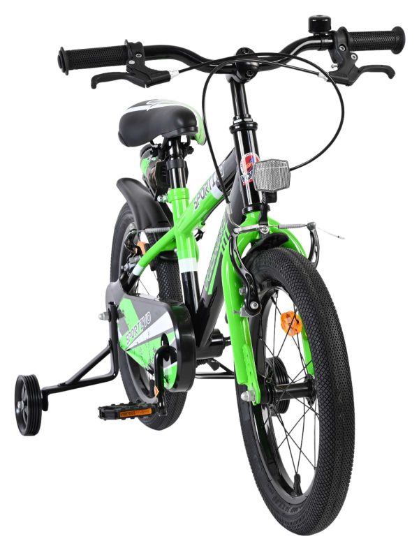 Volare Sportivo Kinderfiets – Jongens – 16 inch – Groen Zwart – Twee Handremmen