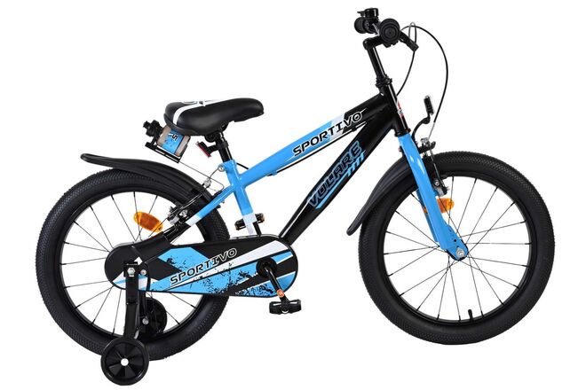 Volare Sportivo Kinderfiets – Jongens – 18 inch – Blauw Zwart – Twee Handremmen