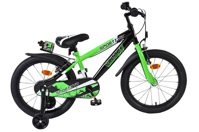 Volare Sportivo Kinderfiets – Jongens – 18 inch – Groen Zwart – Twee Handremmen