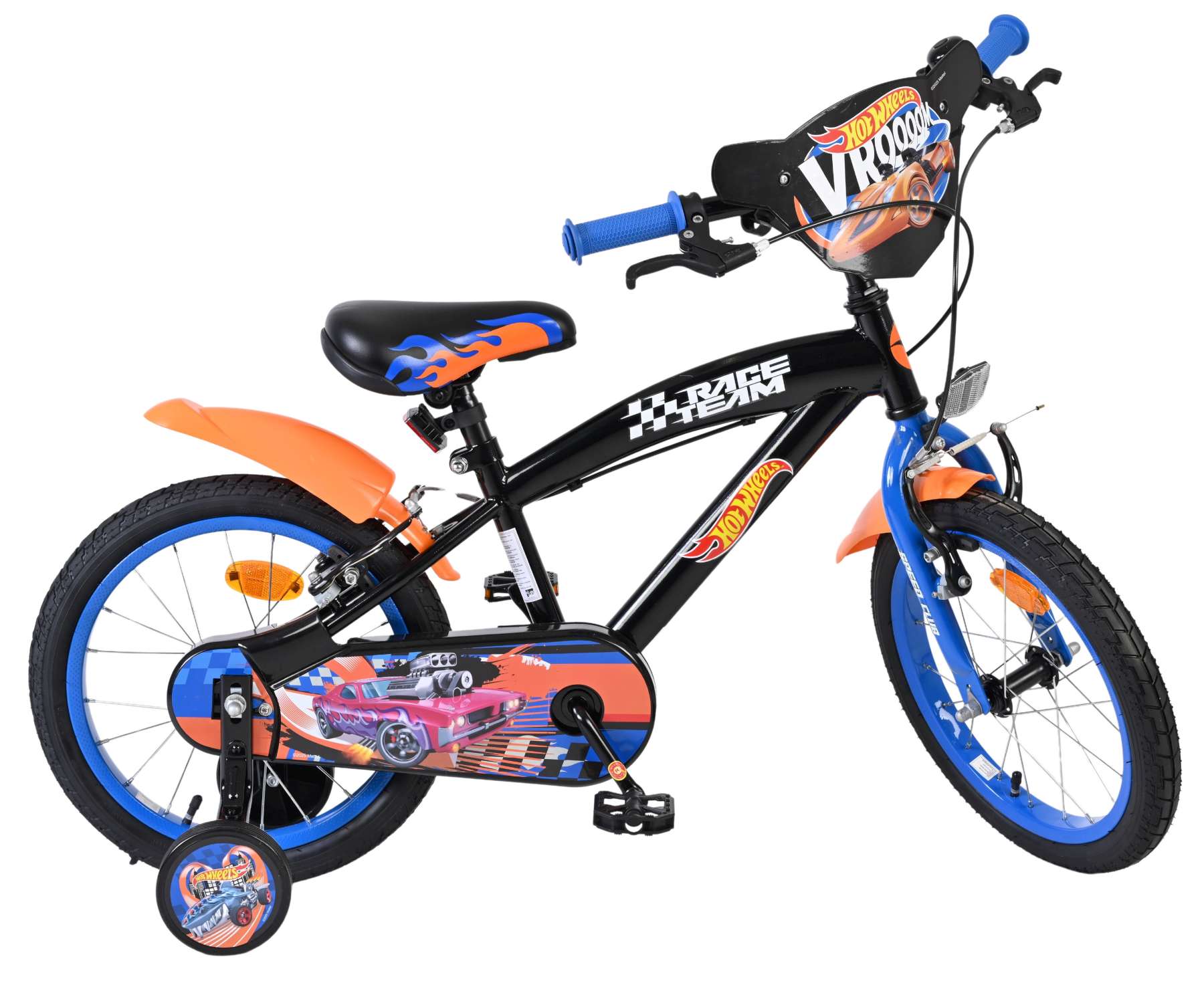 Hot Wheels Kinderfiets – Jongens – 16 inch – Zwart Oranje Blauw – Twee handremmen Hot Wheels Kinderfiets – Jongens – 16 inch – Zwart Oranje Blauw – Twee handremmen