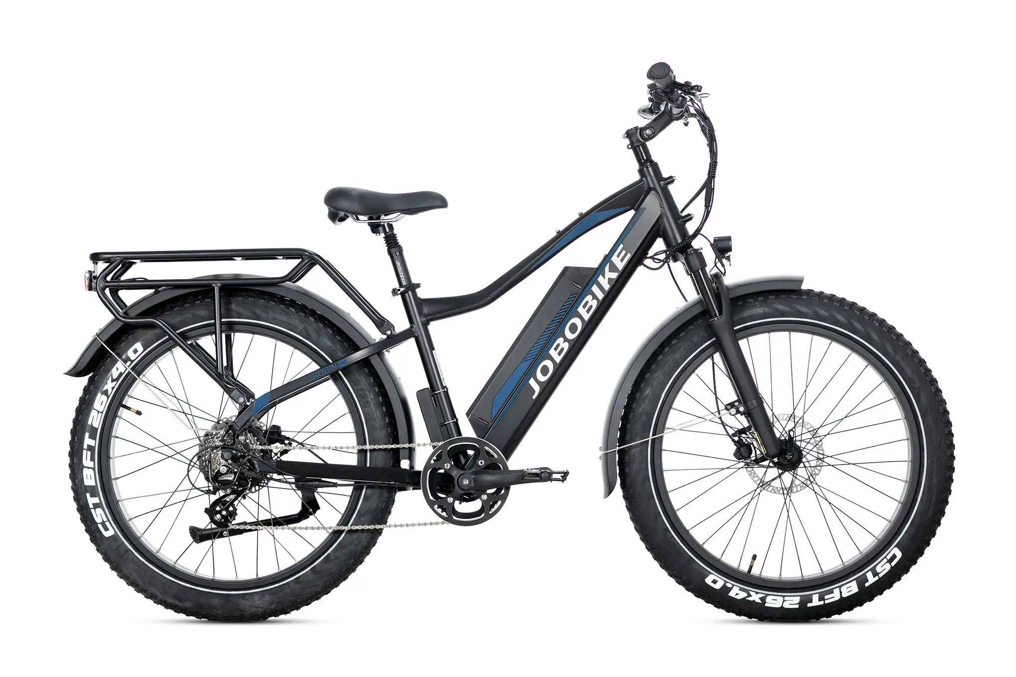 JOBOBIKE Robin Pro ST Step-Thru Elektrische Fatbike 7V Zwart Blauw JOBOBIKE Robin Pro ST Step-Thru Elektrische Fatbike 7V Zwart Blauw