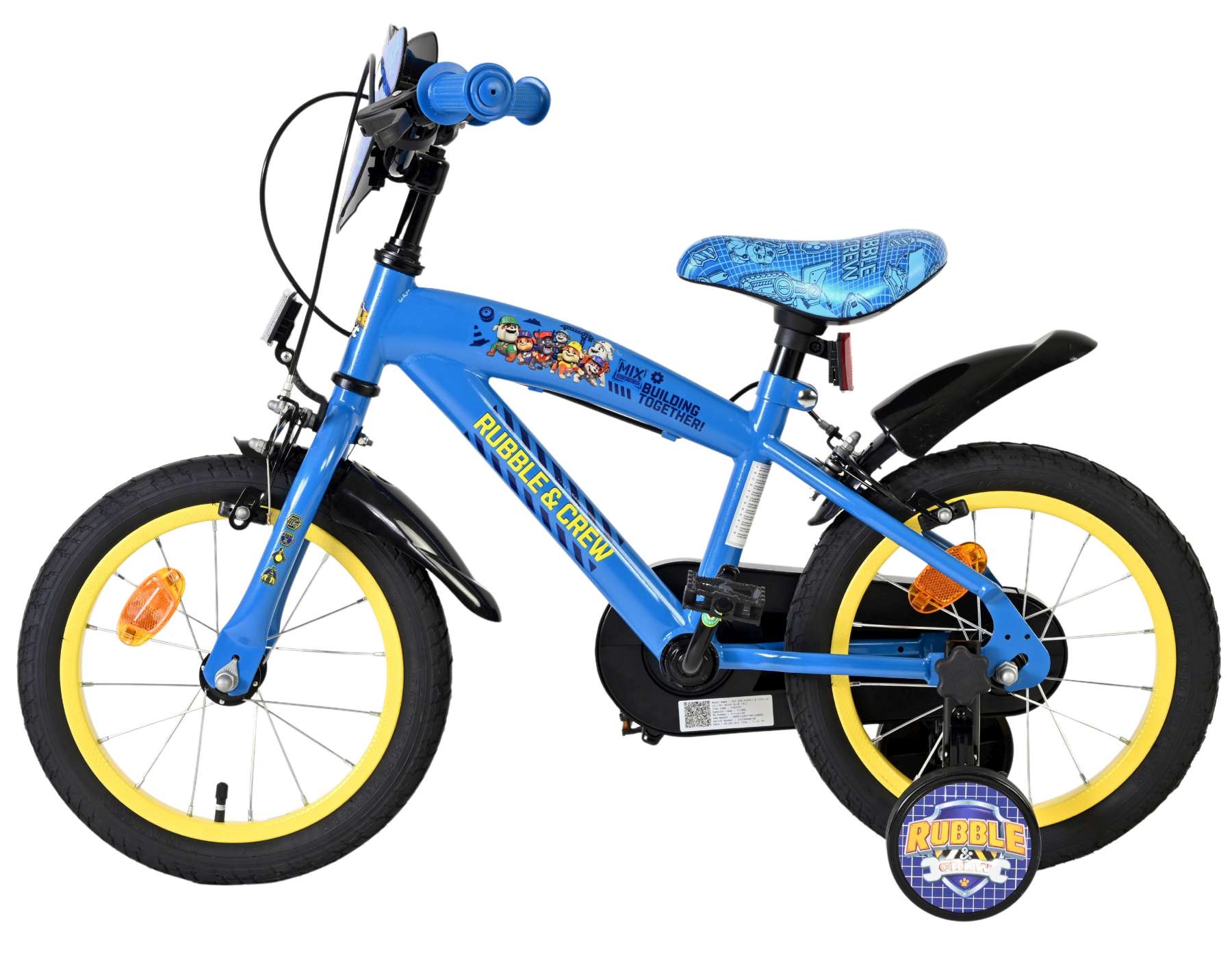 Rubble & Crew Kinderfiets – Jongens – 14 inch – Blauw – Twee handremmen Rubble & Crew Kinderfiets – Jongens – 14 inch – Blauw – Twee handremmen