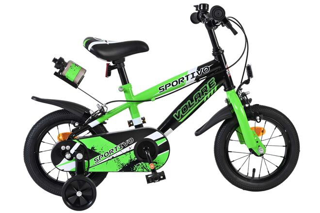 Volare Sportivo Kinderfiets – Jongens – 12 inch – Groen Zwart – Twee Handremmen Volare Sportivo Kinderfiets – Jongens – 12 inch – Groen Zwart – Twee Handremmen